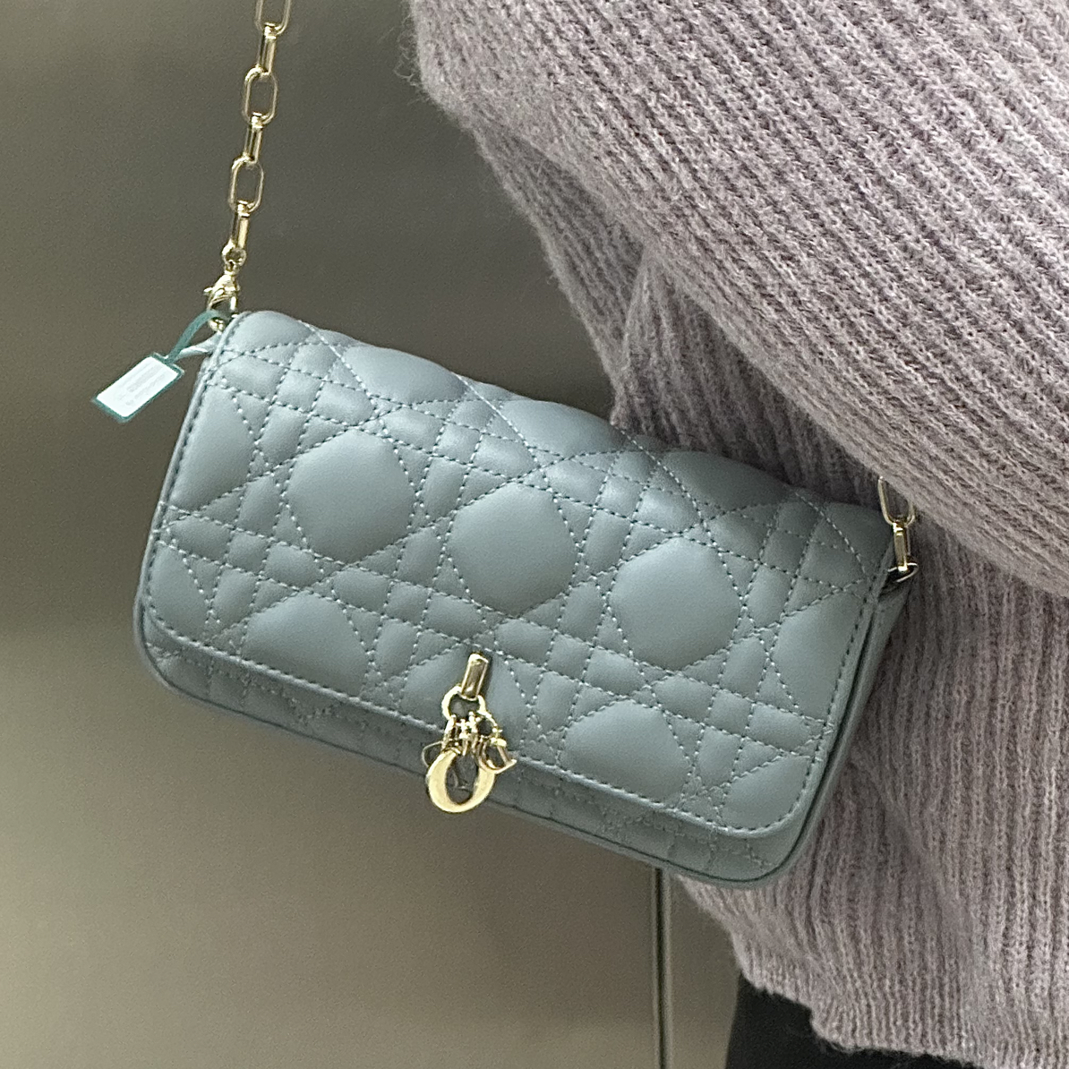 99新 DIOR/迪奥 婴儿蓝戴妃链条包