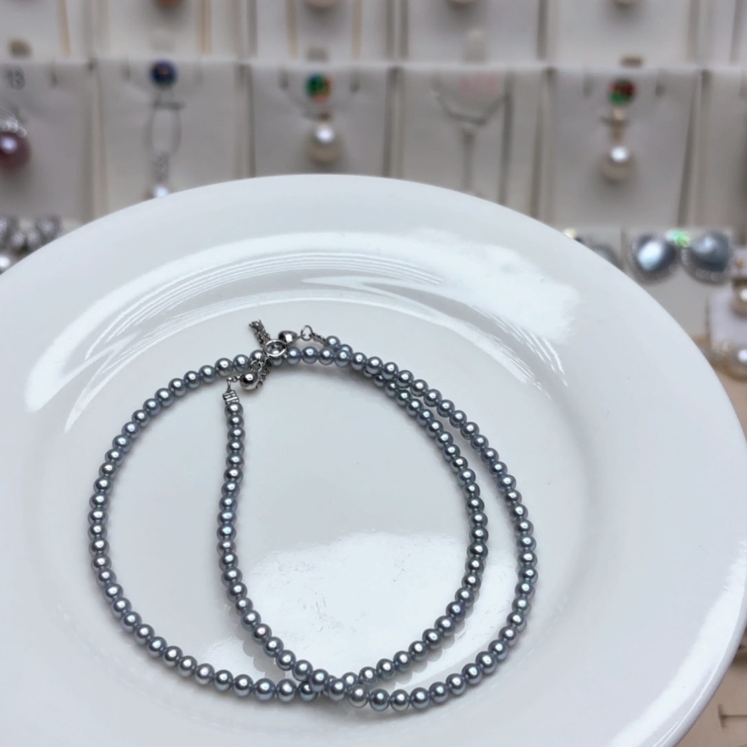 淡水珍珠颈饰银S925镶嵌白***?