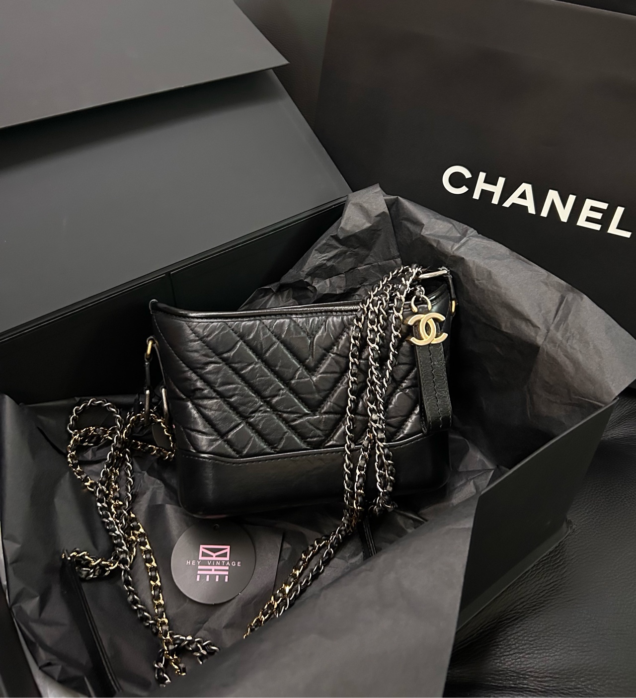 95新 Chanel/香奈儿 V纹流浪单肩包 小号 26开 20cm 11920310