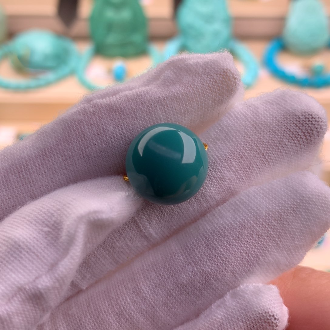 绿松石珠宝奇石未镶嵌14.2mm