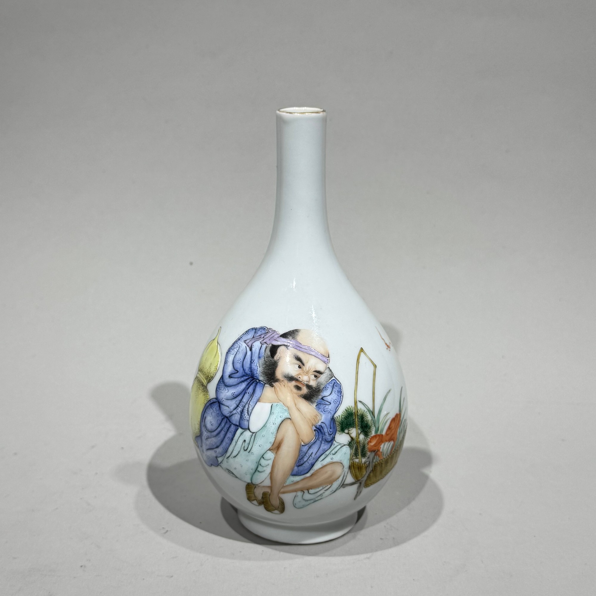 民国仿珐琅粉彩八仙人物铁拐李胆瓶【古董拍卖】QV25QW0120007