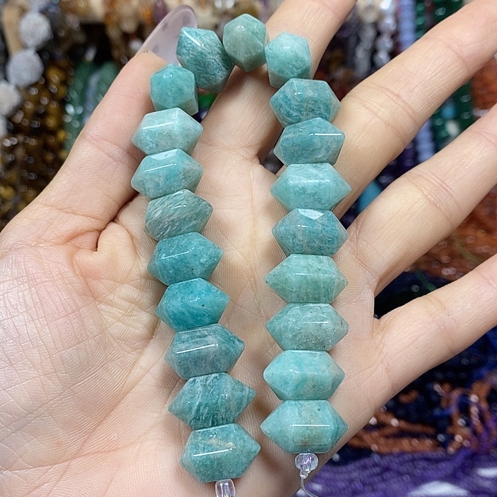 玛瑙/玉髓未镶嵌珠宝半成品天然天河石双尖卡17mm20颗