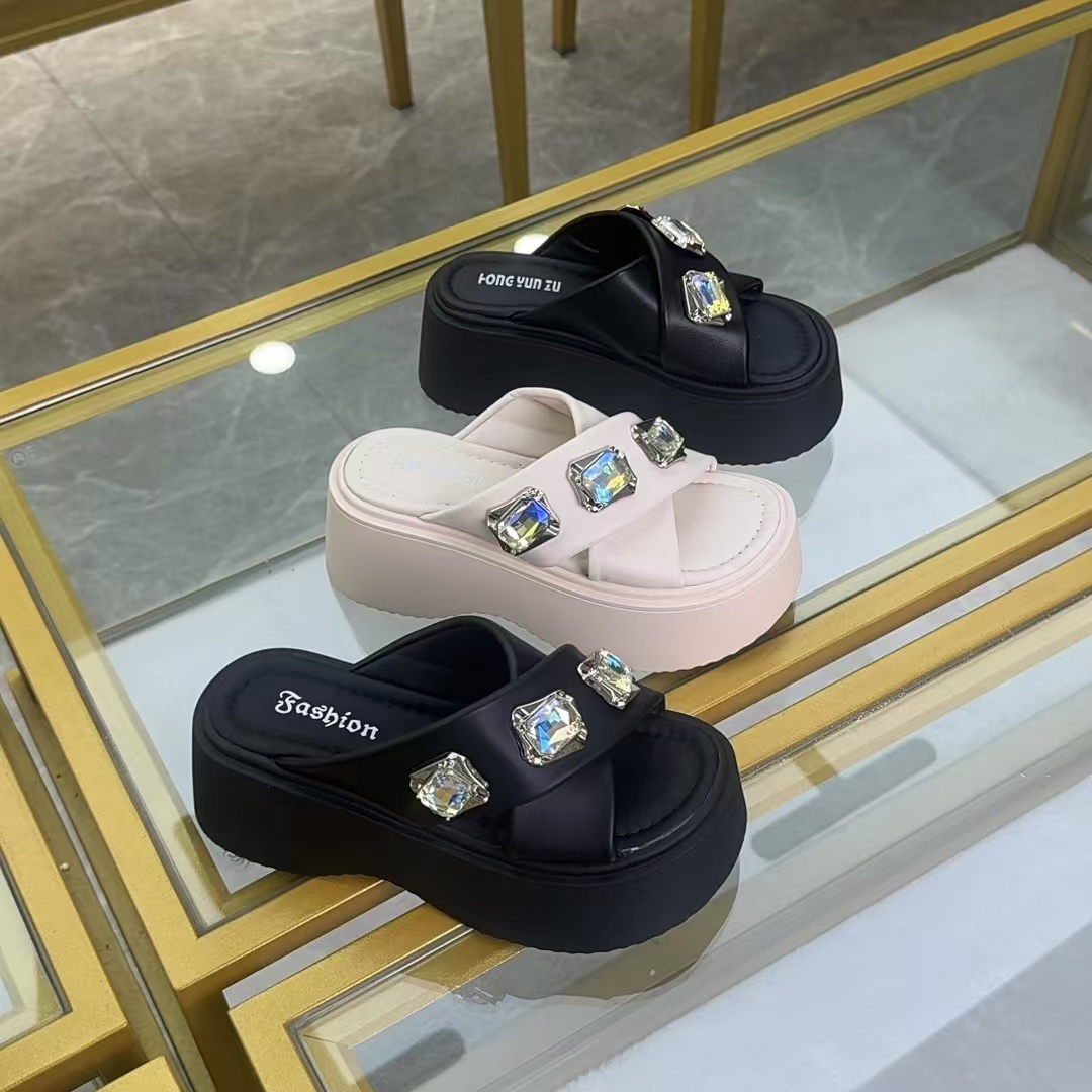 【ZS】拖鞋女2025夏季新款时尚休闲百搭夏季外穿厚底高跟坡跟