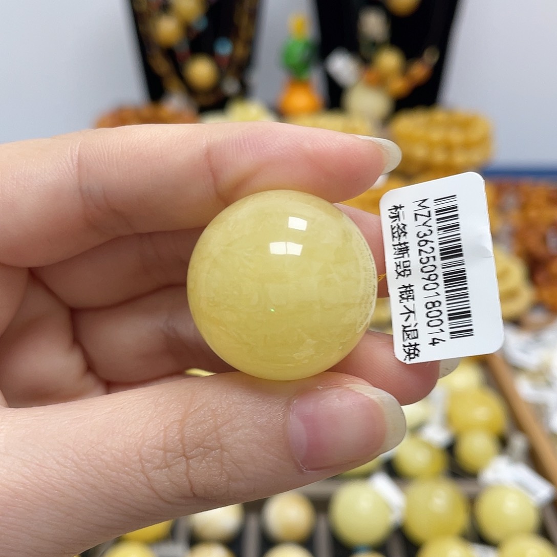 蜜蜡未镶嵌珠宝奇石25.9mm虎皮纹圆珠