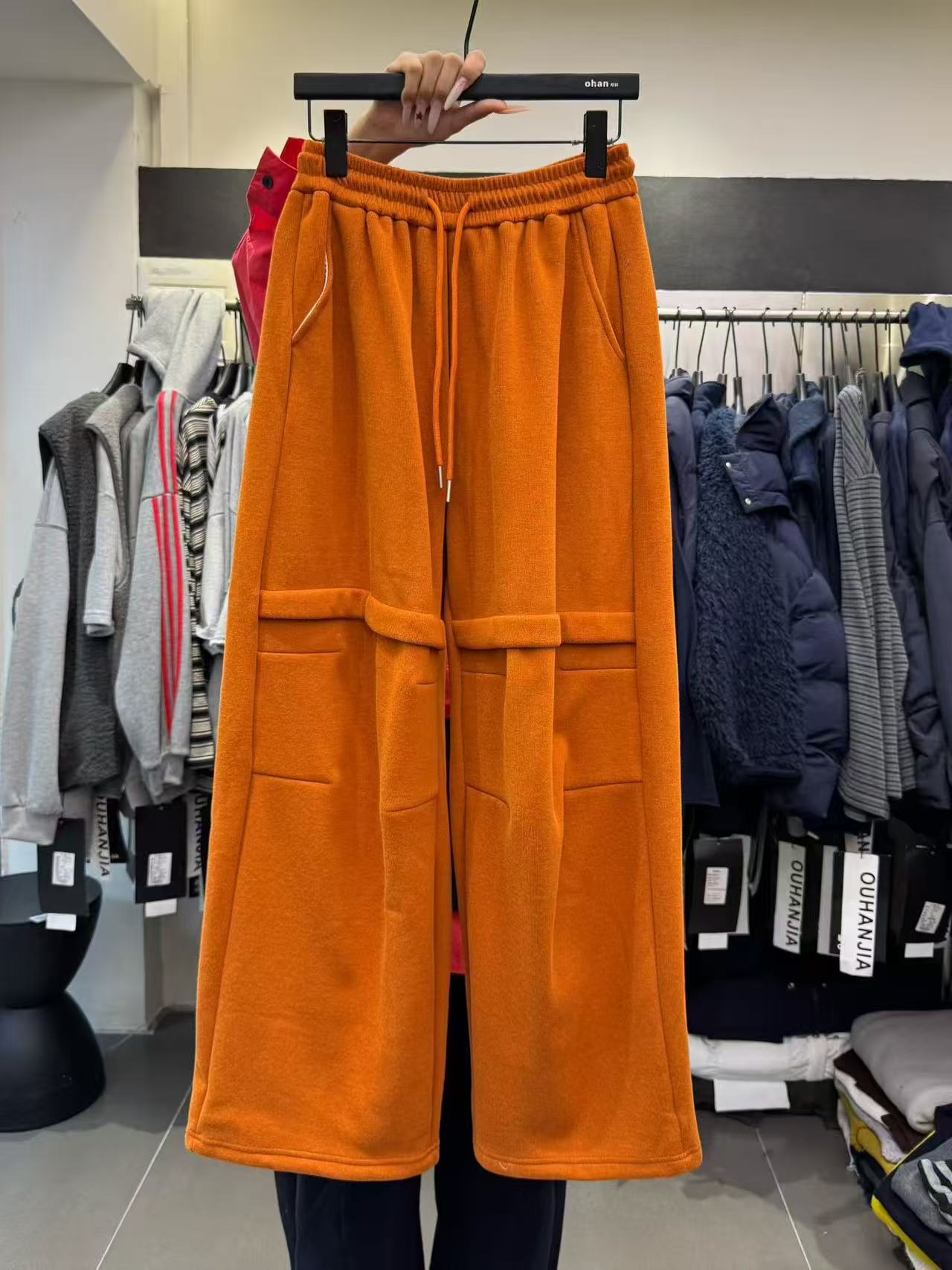 SHUANG洲：微胖女装宽松大版慵懒纯色松紧腰休闲卫裤