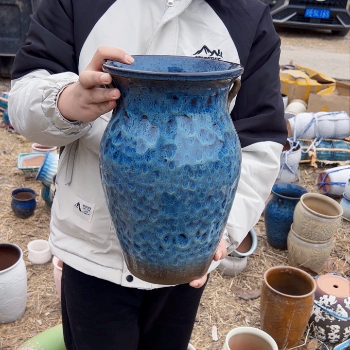 紫砂花盆高度32口21          