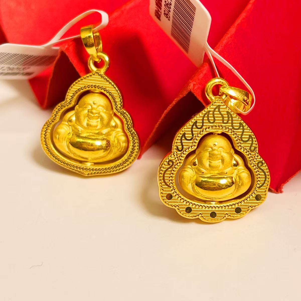 姐妹黄金 足金999 可旋转CNC弥勒佛吊坠（多选项拍一发一