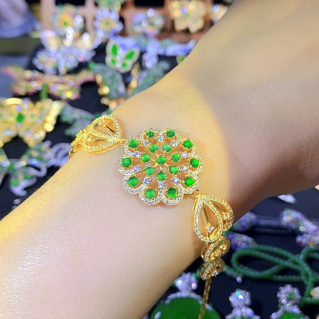 吊坠(不含链)银S925镶嵌翡翠