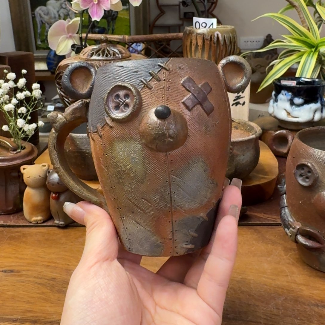 内田和彦备前烧小熊马克杯福利一口价