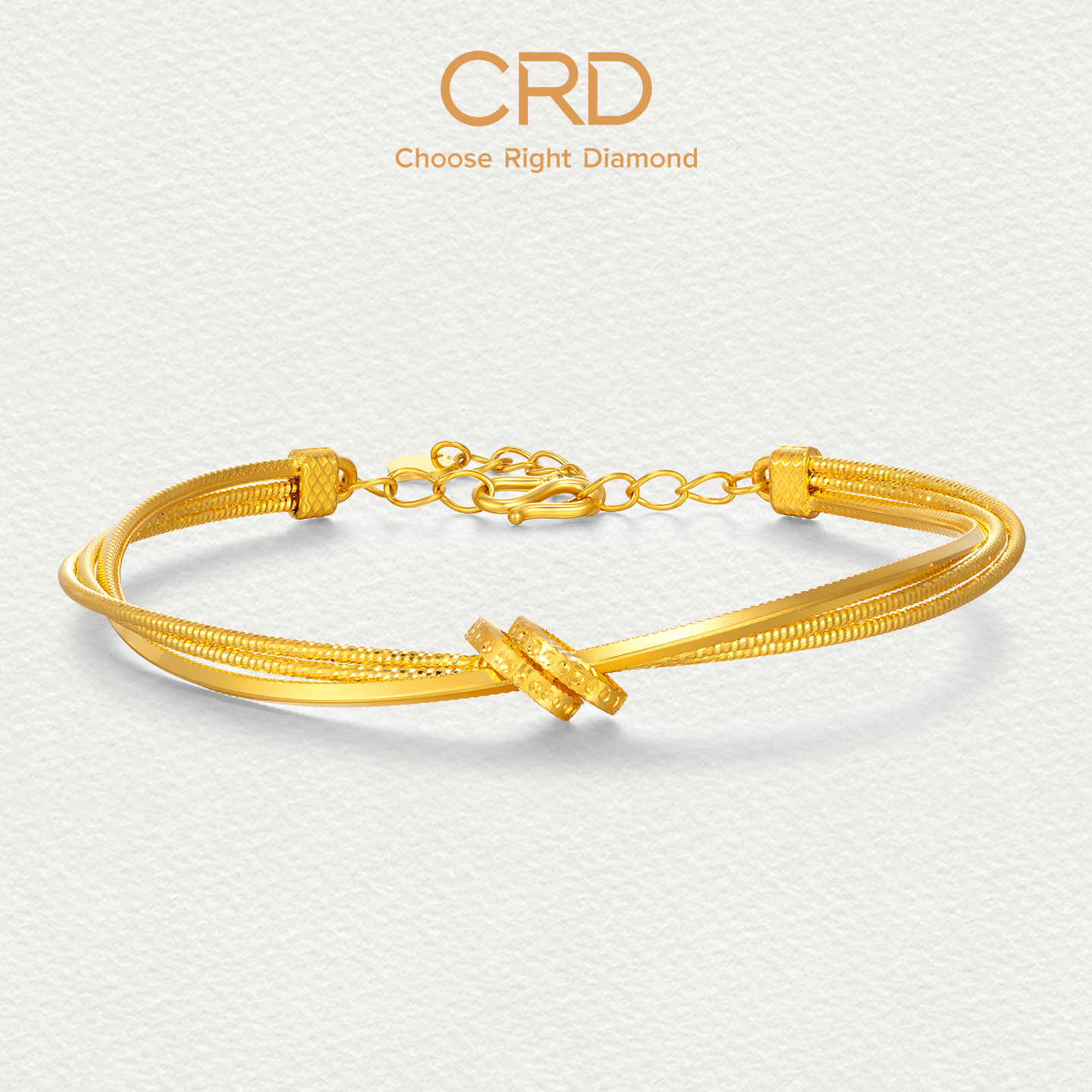 CRD克徕帝爆闪双环足金手镯足金999黄金手镯三金五金送礼