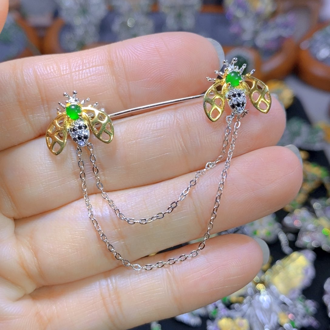 翡翠颈饰银S925镶嵌天然翡翠