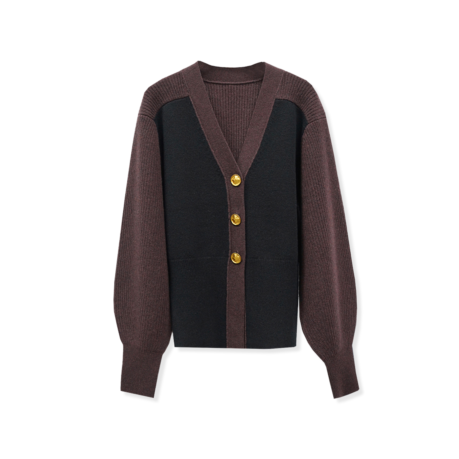 女装单排扣拼色针织开衫19501