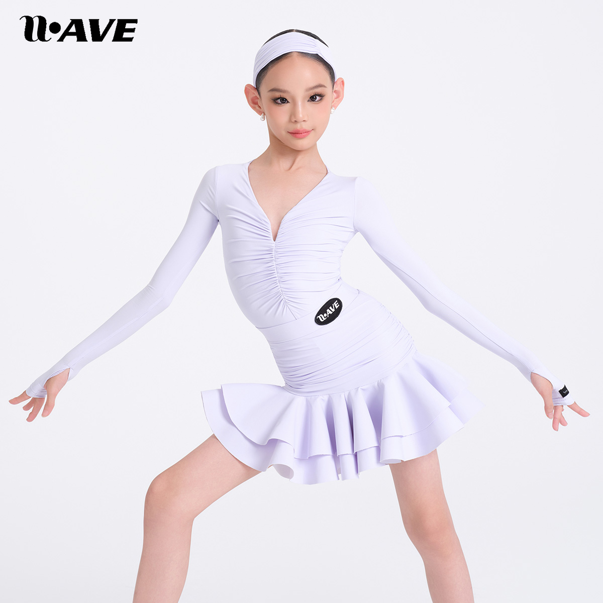 WAVE未午少儿拉丁舞服法式印象分体包臀高回弹国标舞服女童练习服