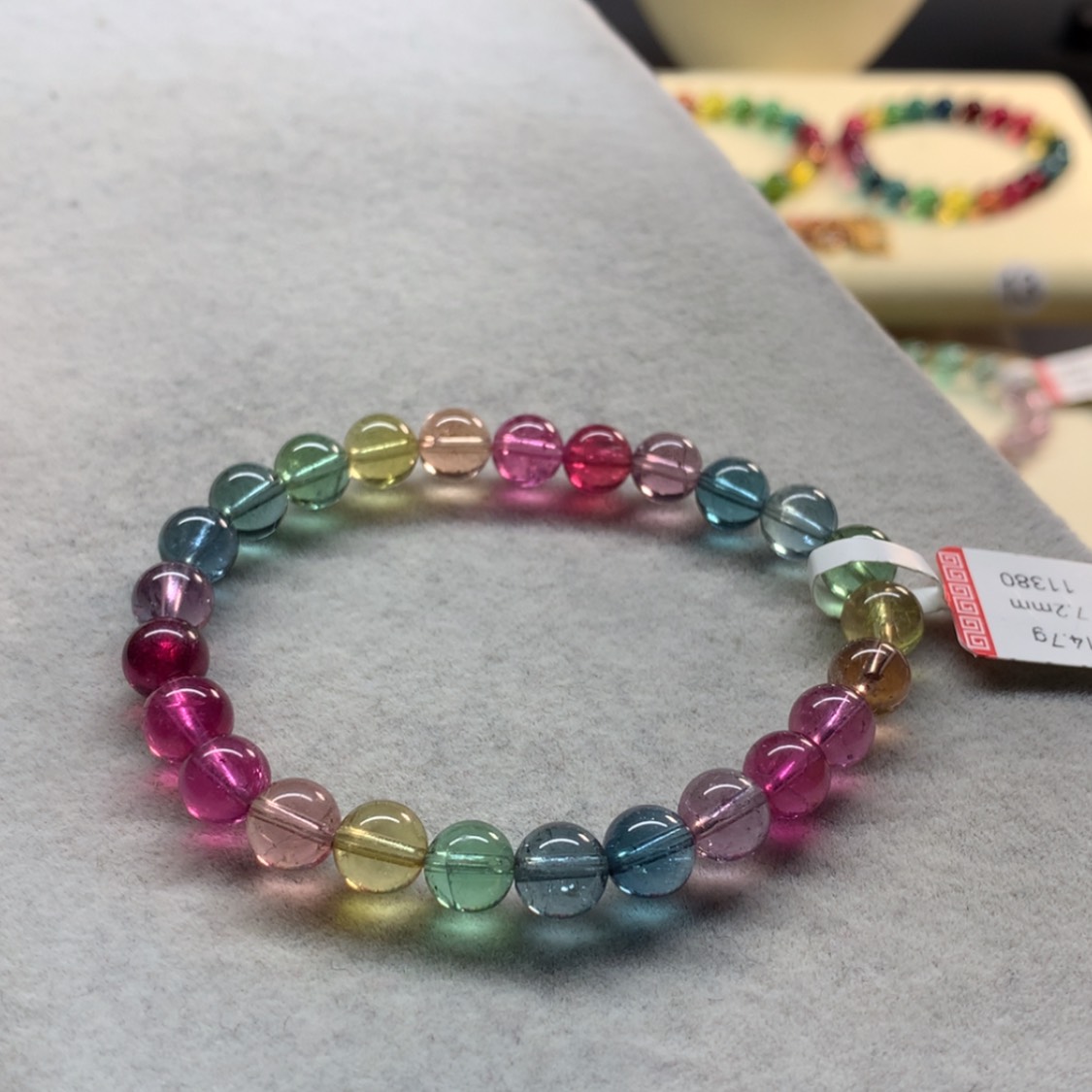 【闪购商品】未镶嵌手链碧玺荧光色标单圈7.2