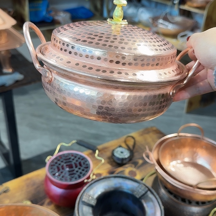 紫铜手工制作摆件双耳锅一个20口径