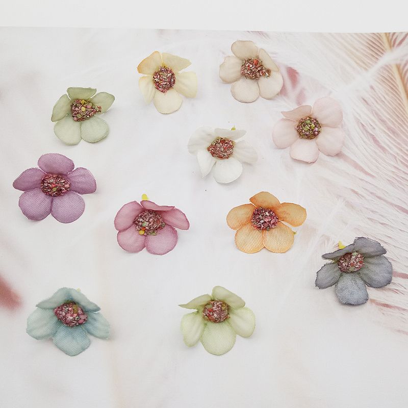 【迎春爱手工】2mm小绢花 婚庆花墙 胸花装饰 油画Lucky花 2.0cm一