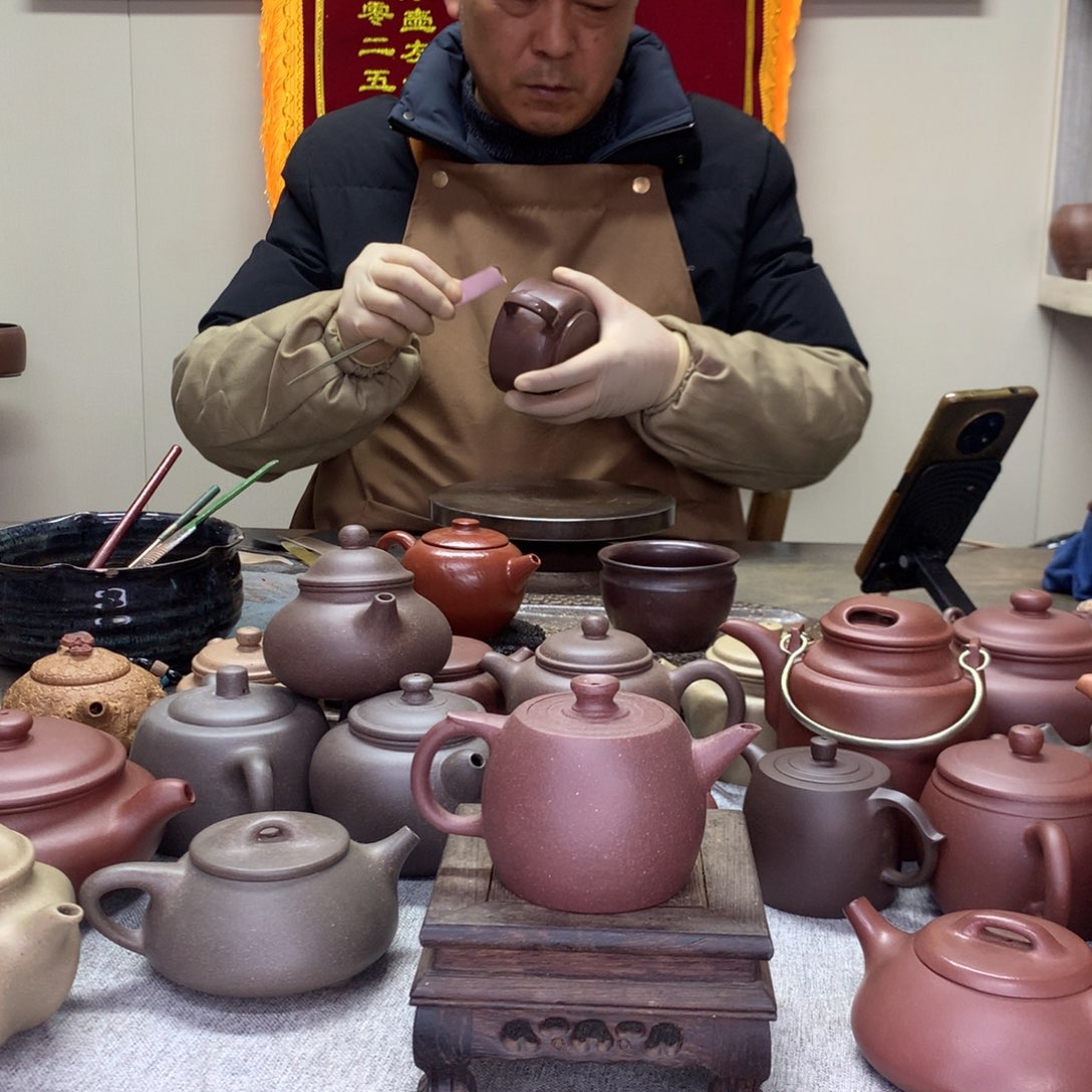 紫泥茶壶高巨轮150c半手工制作