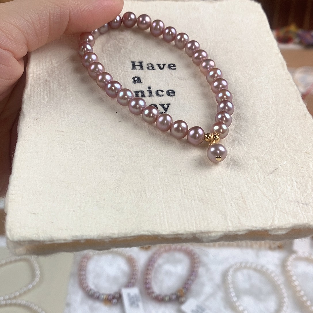 银S925镶嵌淡水珍珠手绳