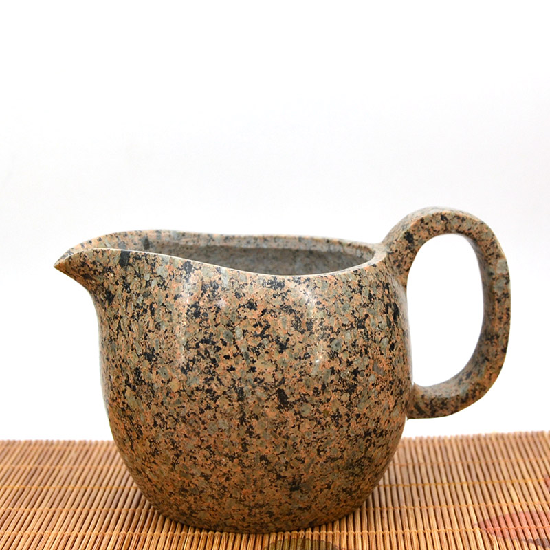 珍石中华麦饭石一体公道杯公道壶整石雕刻功夫茶具