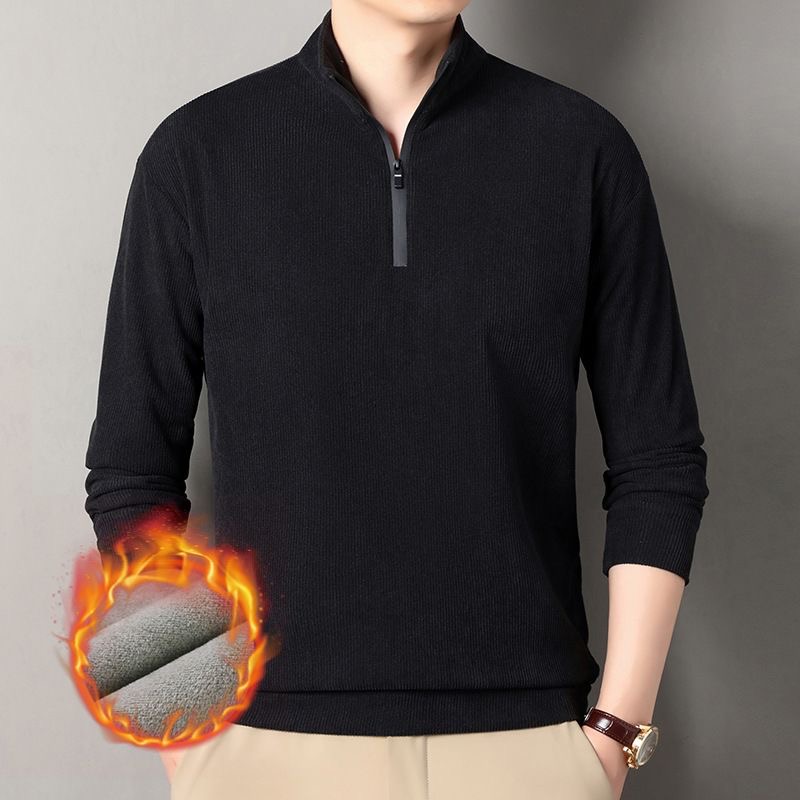 133冬天长袖立领加绒加厚季男装内搭打底衫百搭秋冬宽松男士休闲