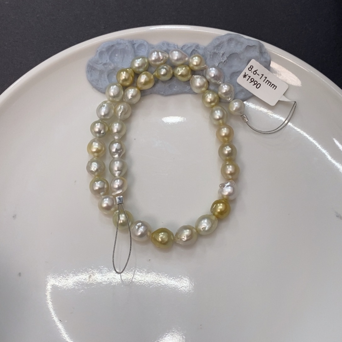 未镶嵌颈饰海水珍珠小*白金混彩8.6-11琴