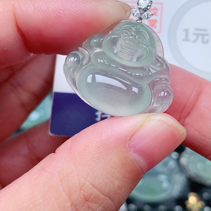 吊坠(不含链)18K金镶嵌翡翠