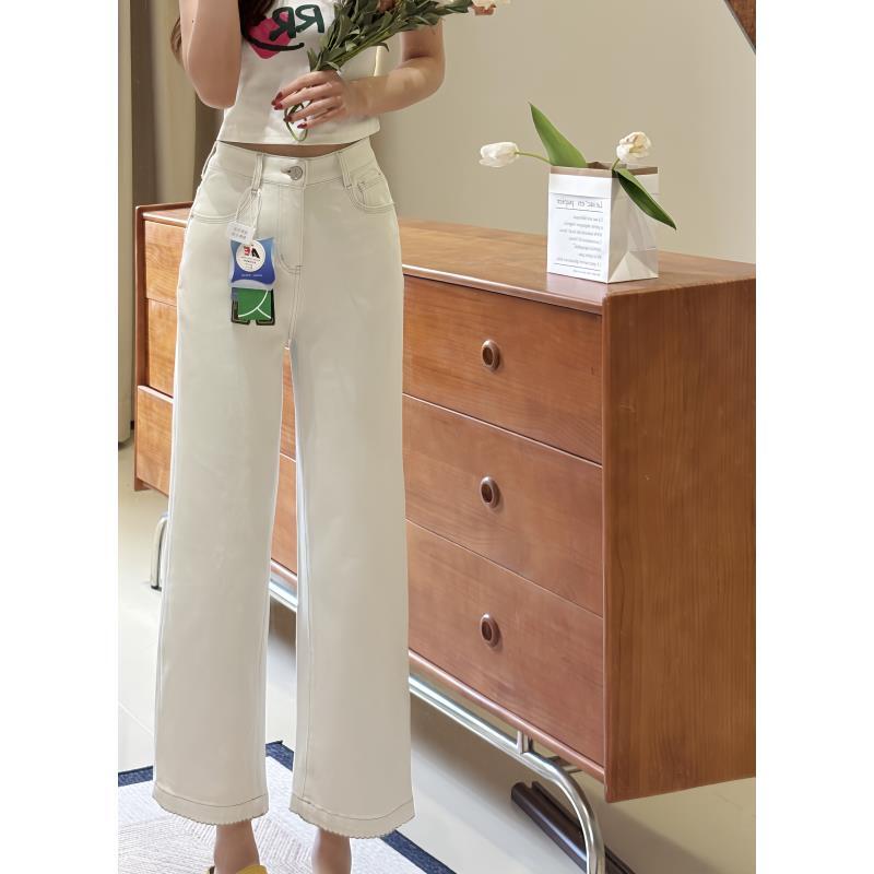 【C8055】镇店之宝 三本针 莱赛尔 霜白色窄版直筒裤