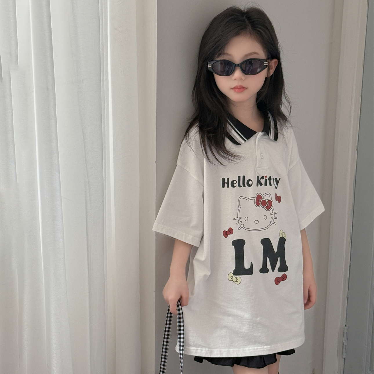 LJ-71795-童装女童洋气polo衫2025夏装女孩卡通短袖T恤