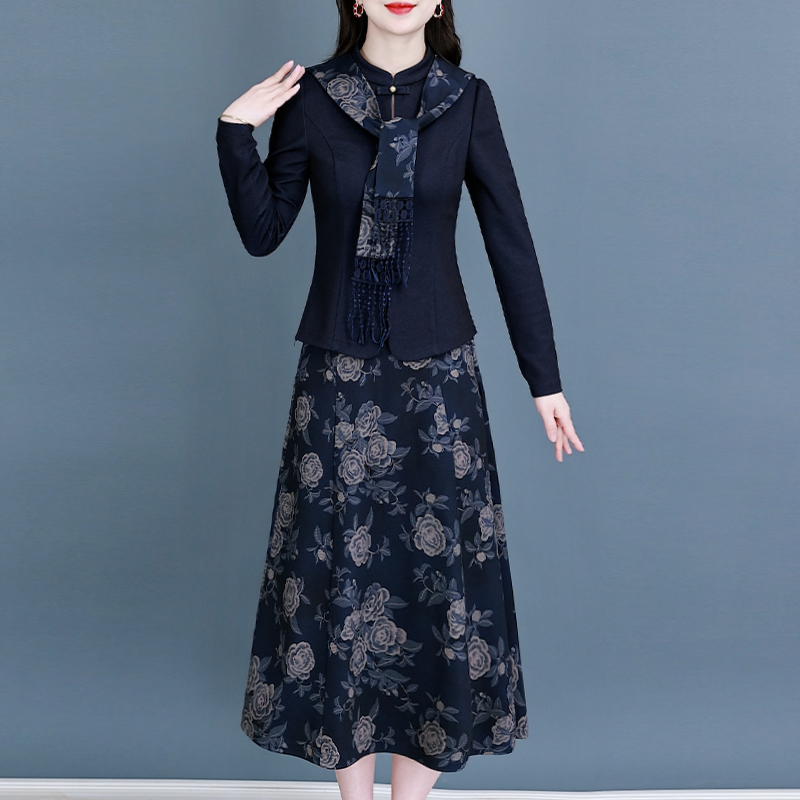 【两件套】24223梦晚春季优雅时尚大气休闲收腰修身显瘦套裙-ASJ