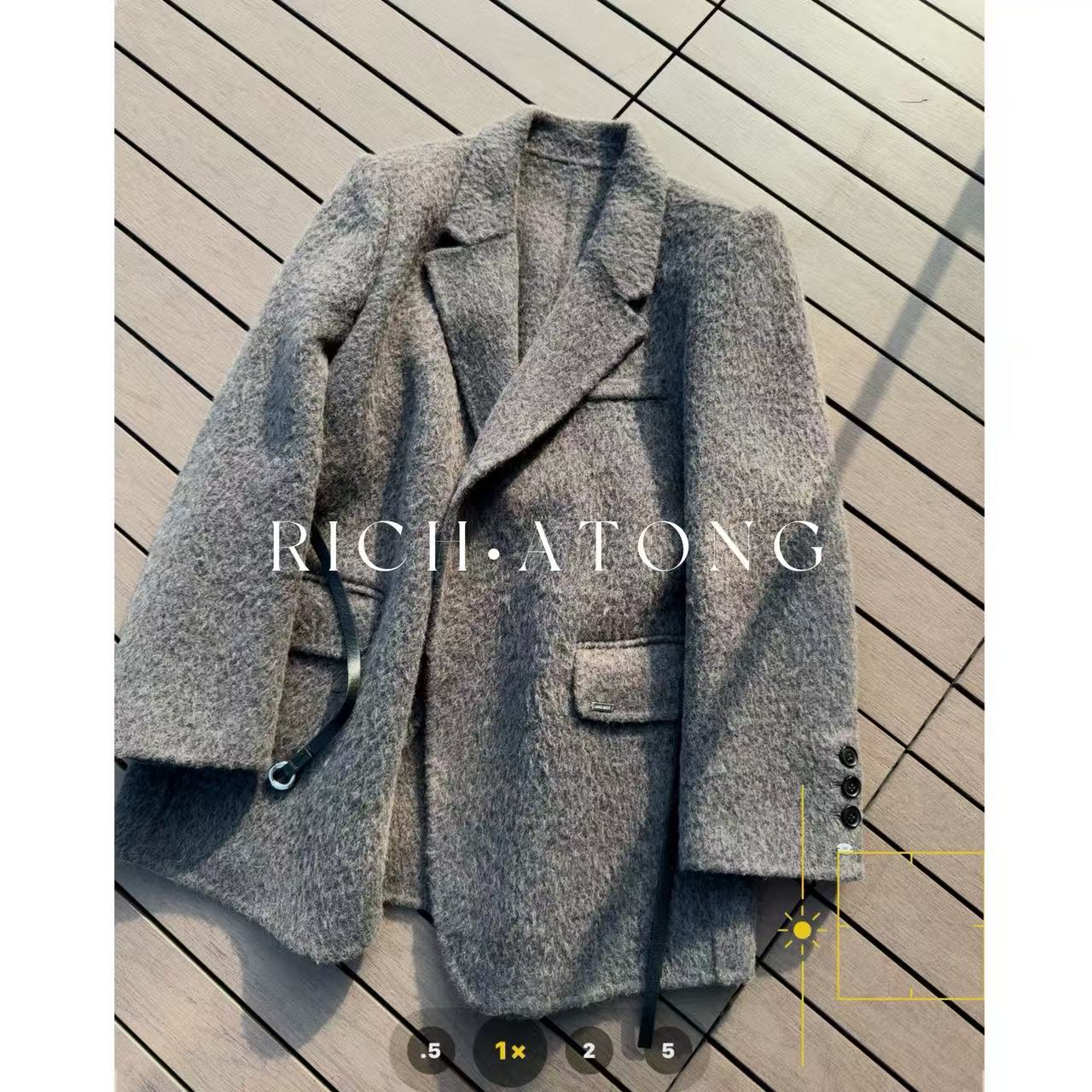 RICH ATONG.-【权力灰】-2025苏丽简约设计长款廓形大衣外套0927-14