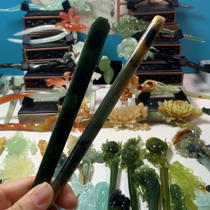 蛇纹石玉发簪未镶嵌