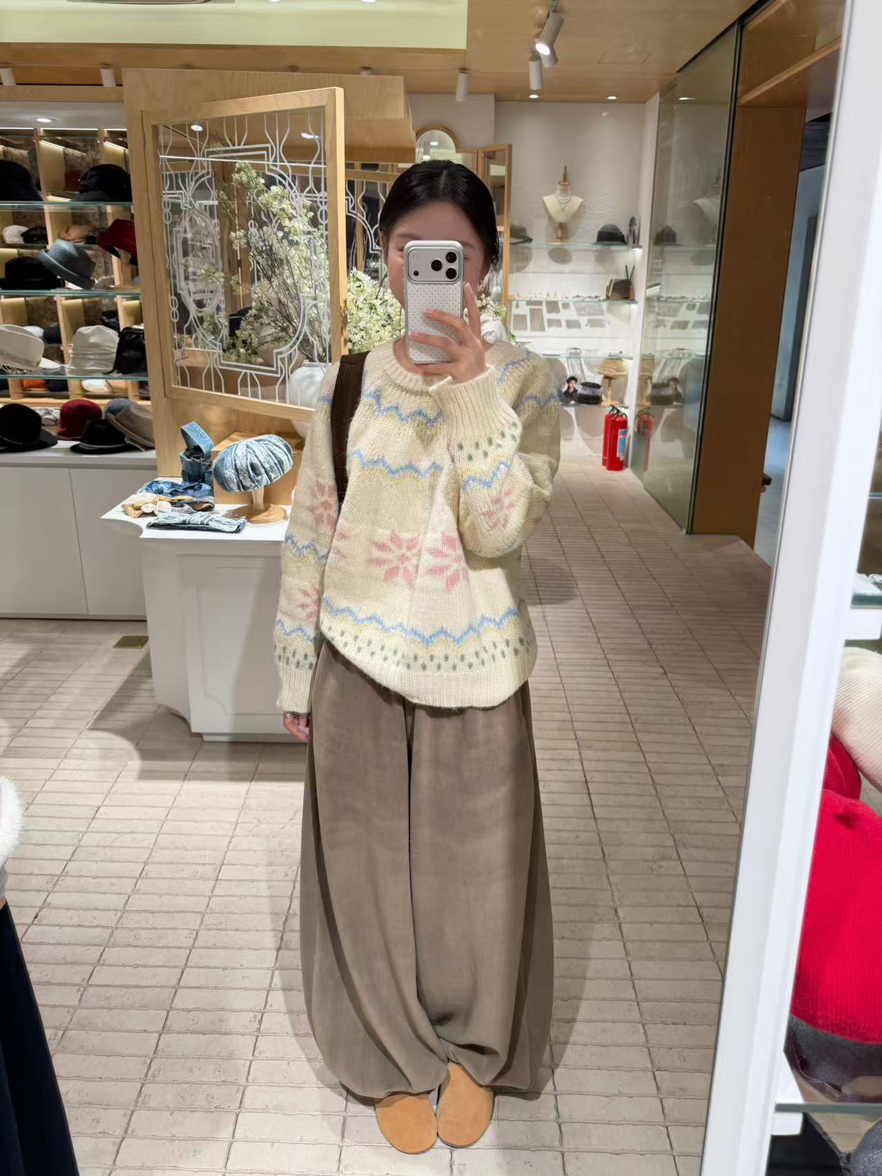 Peach ’初雪来临时‘ 设计感撞色雪花针织厚实毛衣 2001443