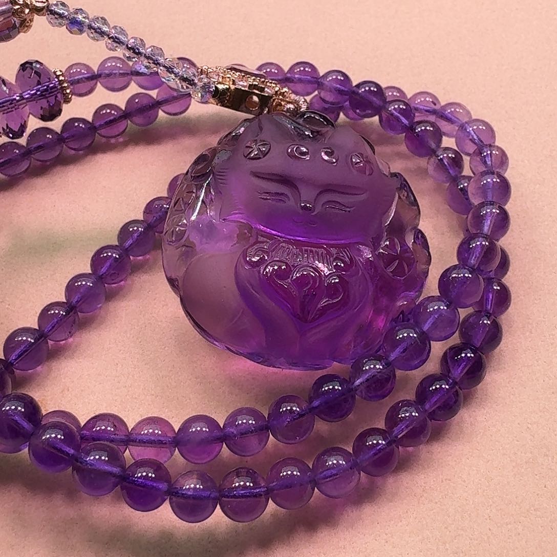 水晶颈饰未镶嵌天然水晶狐狐吊坠