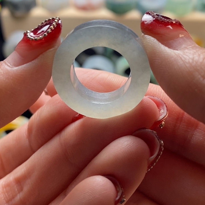 定制翡翠未镶嵌水墨乌鸡戒圈