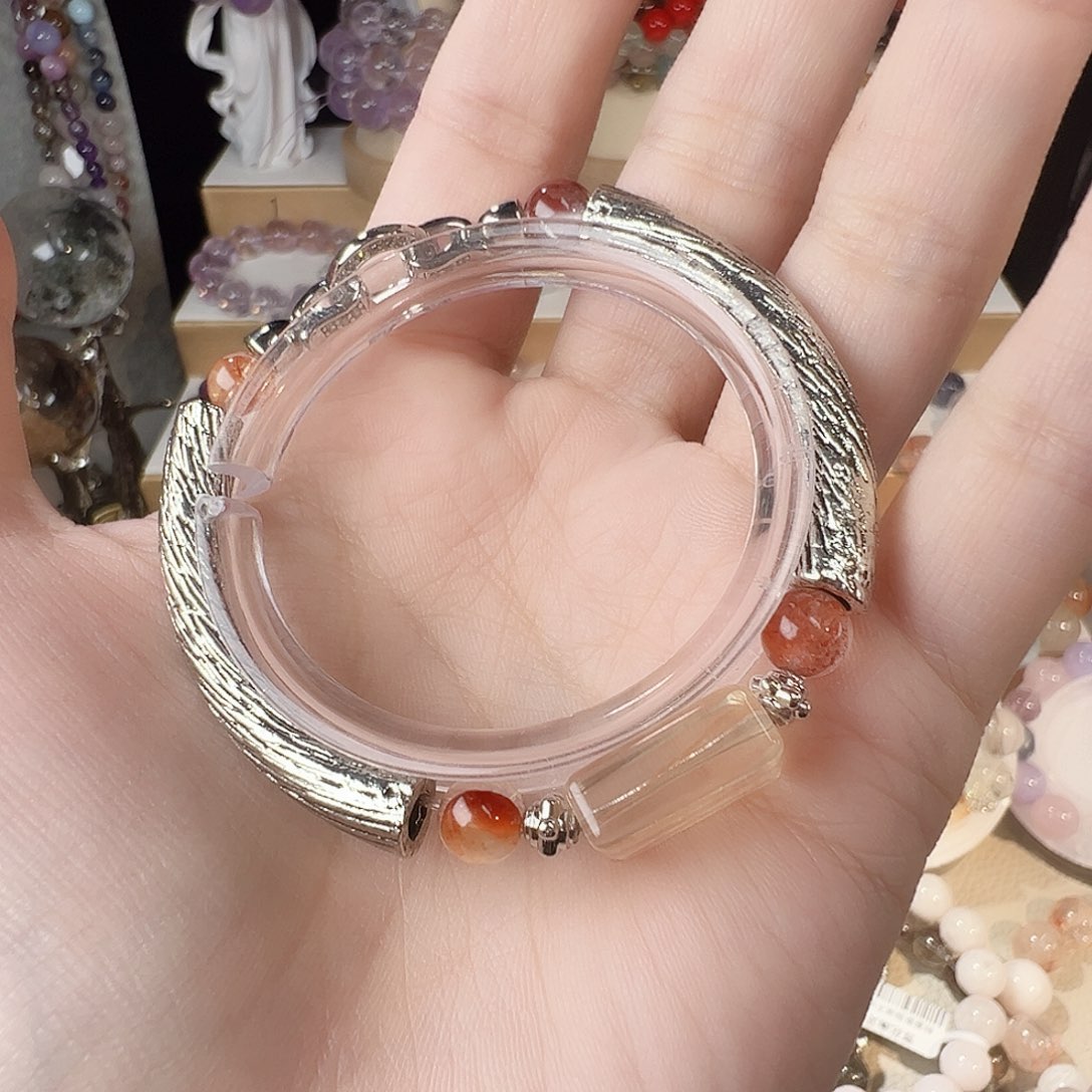 手串水晶未镶嵌胶花半镯  