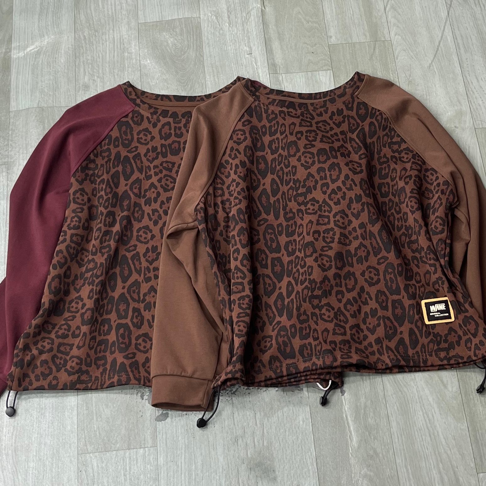 6120新款宽松休闲百搭拼色豹纹卫衣