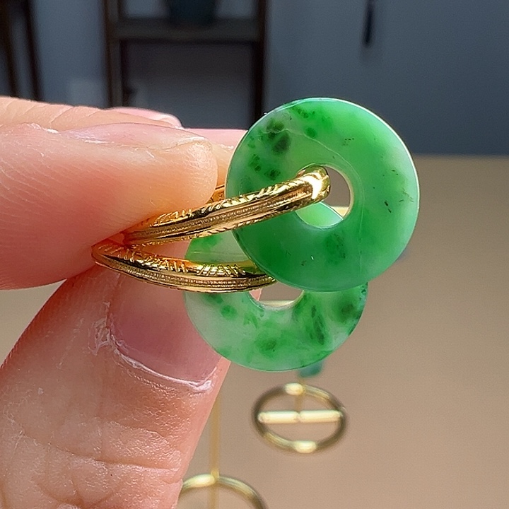 翡翠耳饰银S925镶嵌耳饰