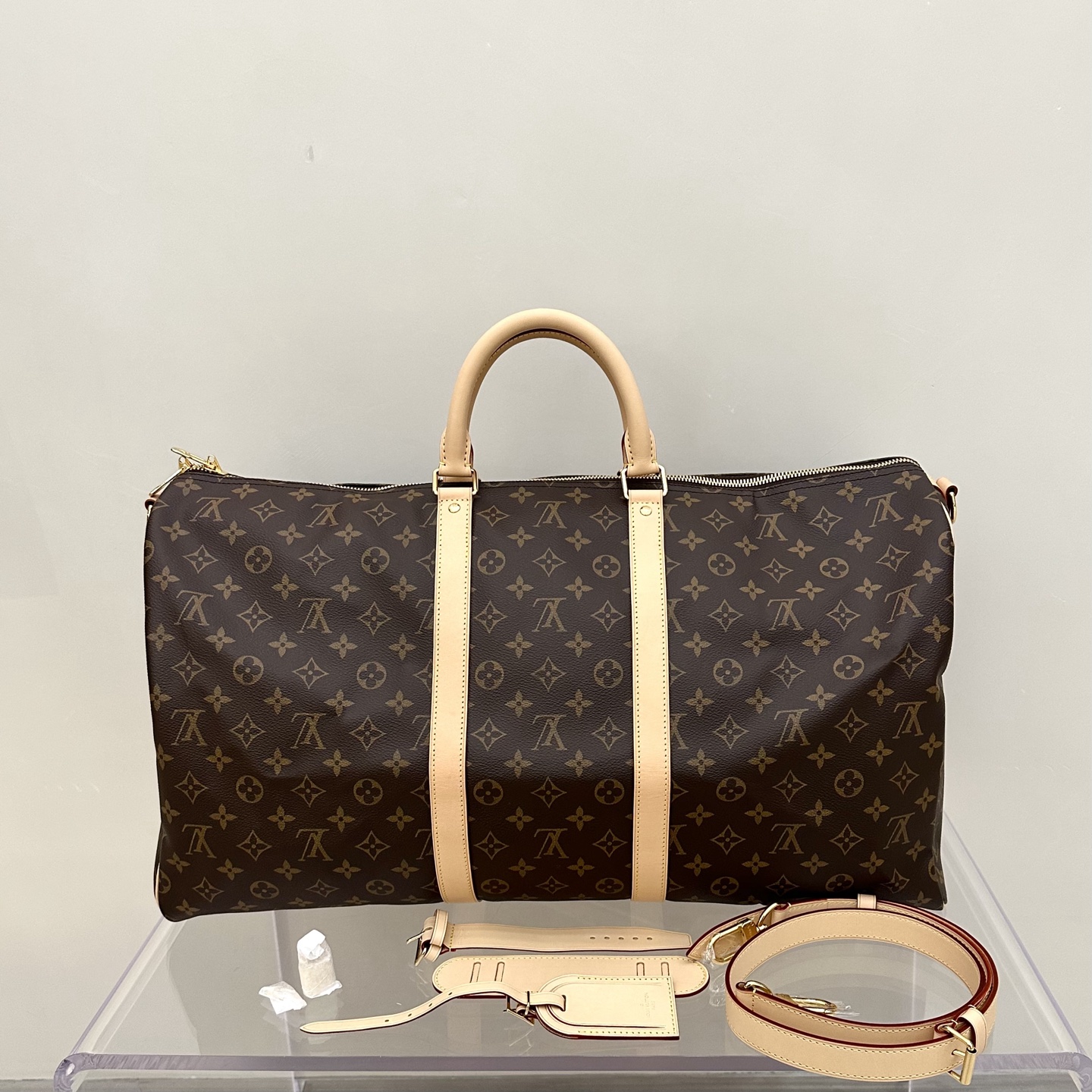 99新 LouisVuitton/路易威登 老花 keepall55 旅行袋手提包 芯片