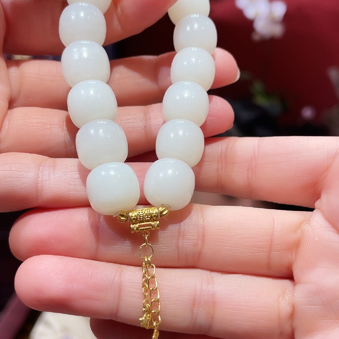 和田玉未镶嵌手链羊脂白