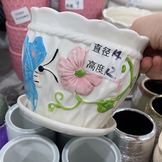 多肉绿植陶瓷花盆9.9包邮，有孔
