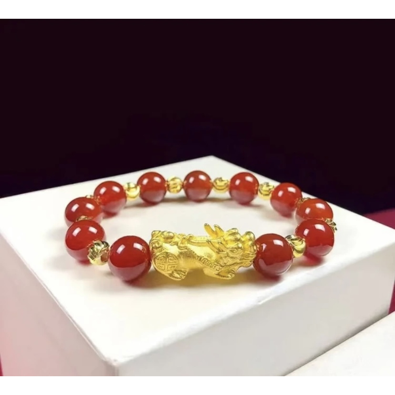 合金手链 【女士貔邱手串女款手饰】新款貔貅轻奢百搭饰品红色金色