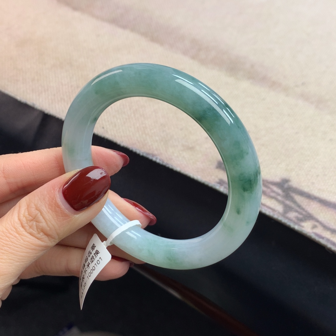 橘***水翡翠未镶嵌手镯飘花