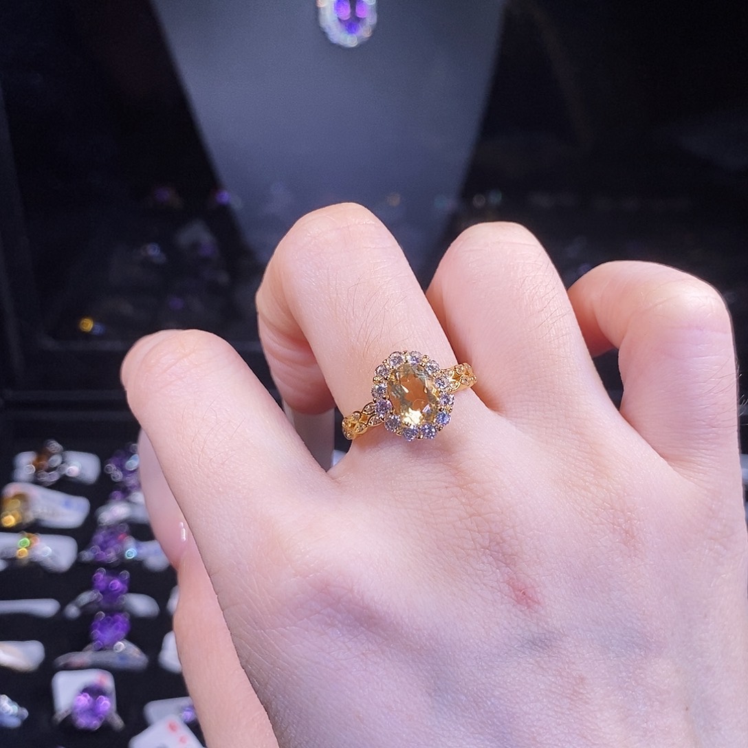 水晶戒指银S925镶嵌