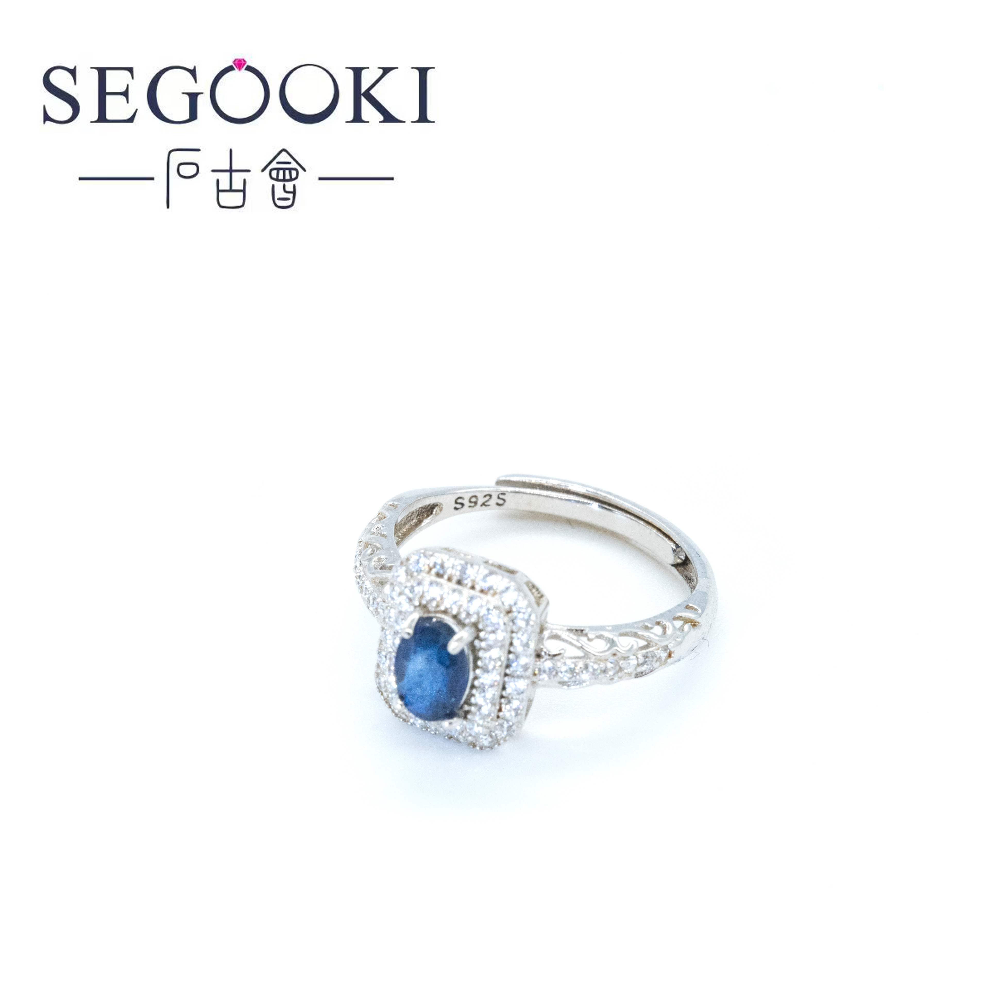 S925银蓝宝石戒指开口-LBS003