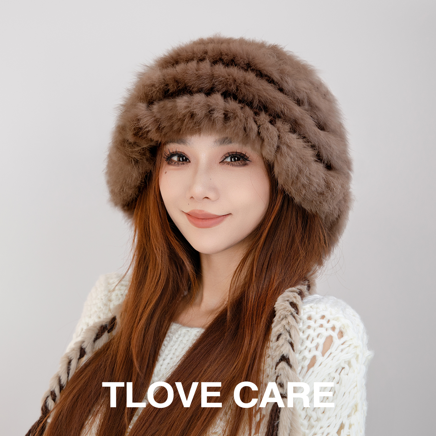 9771秋冬季兔毛编织女士保暖帽子冬天针织时尚百搭防寒包头帽