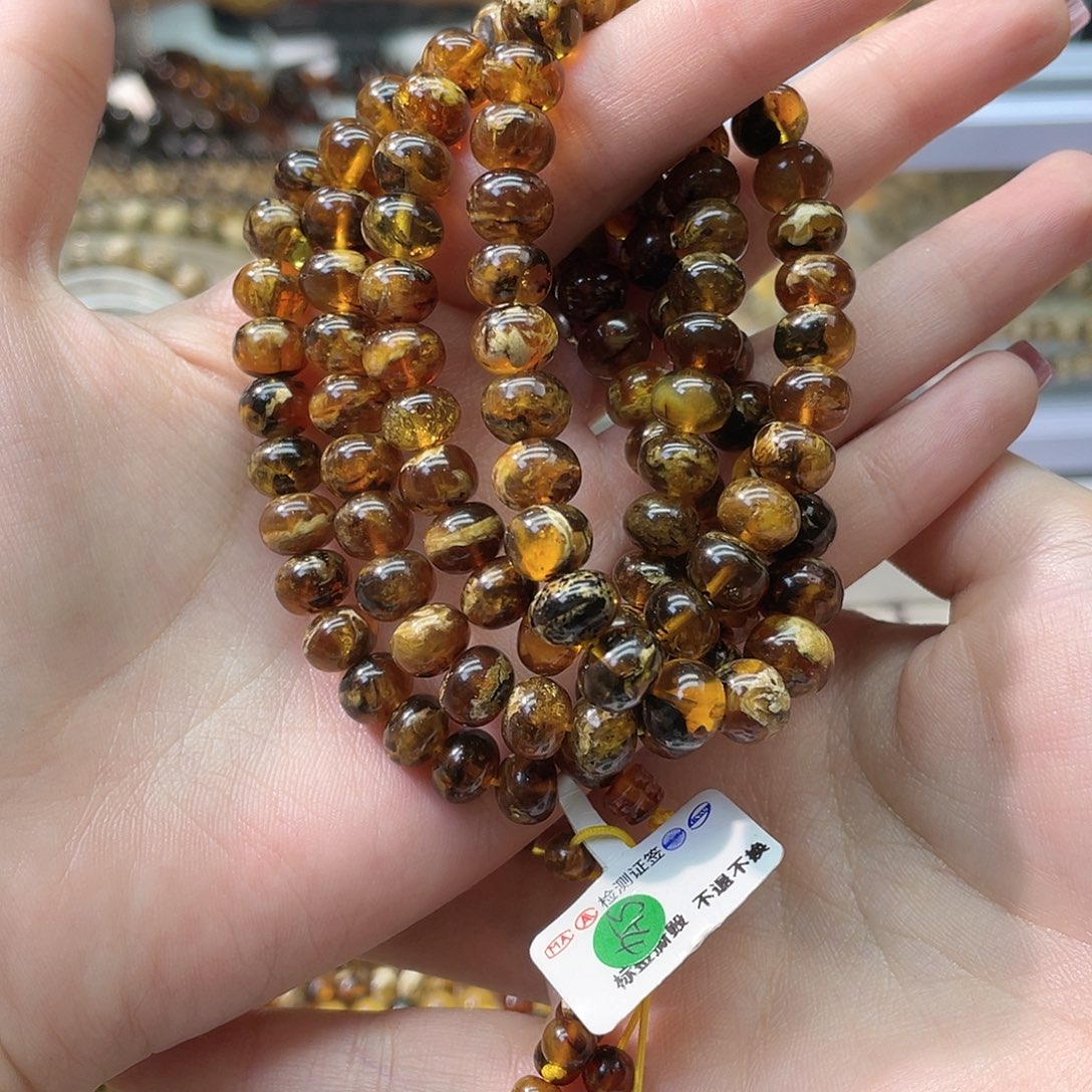 琥珀未镶嵌裸石抚顺琥珀8血腊花