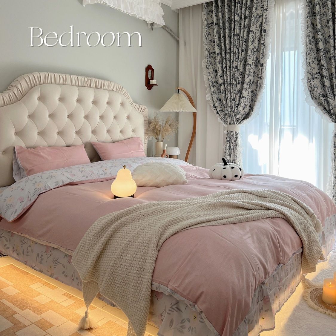 悬浮床法式现代简约布艺床北欧双人奶油风床主卧高端大床女生婚床