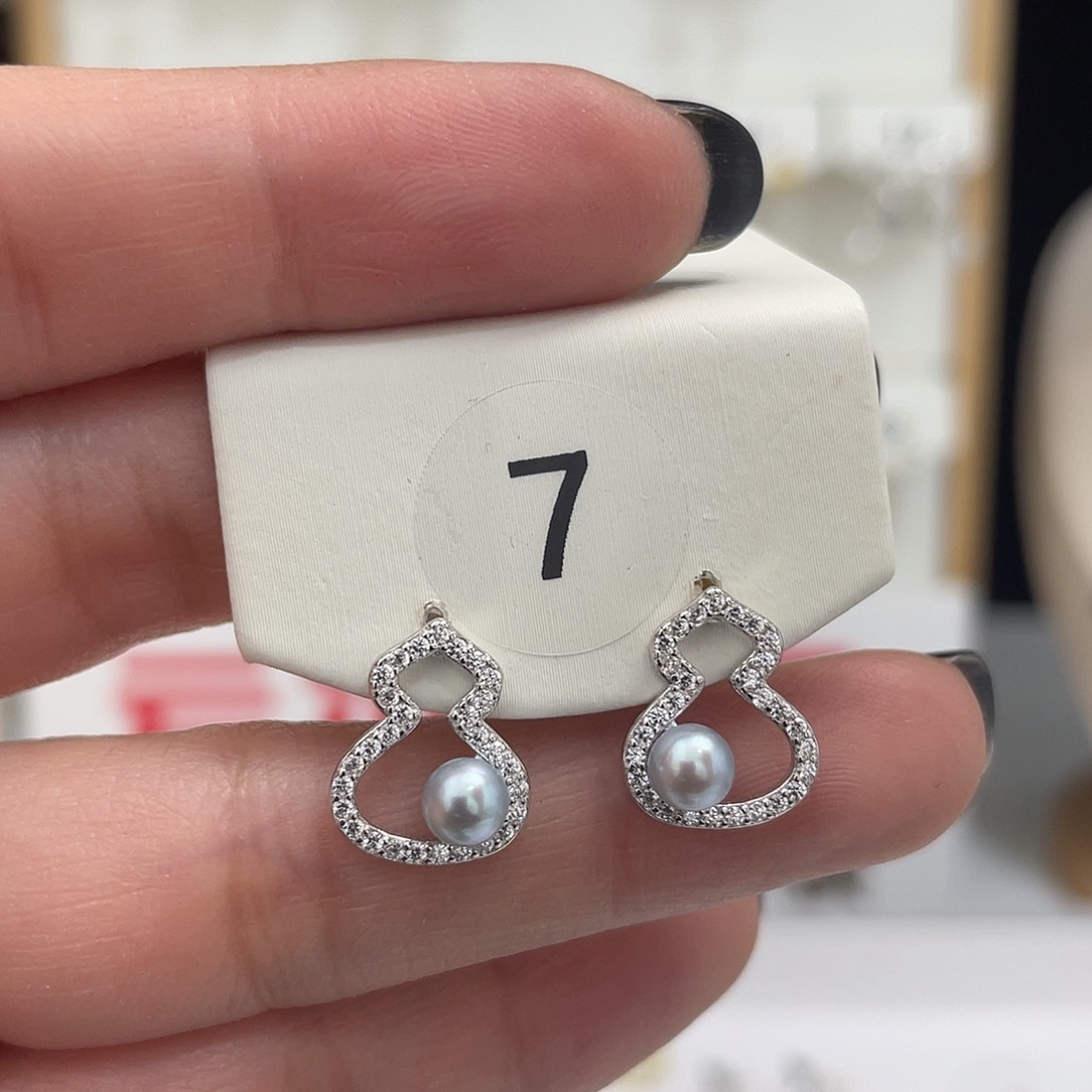 海水珍珠耳饰银S925镶嵌