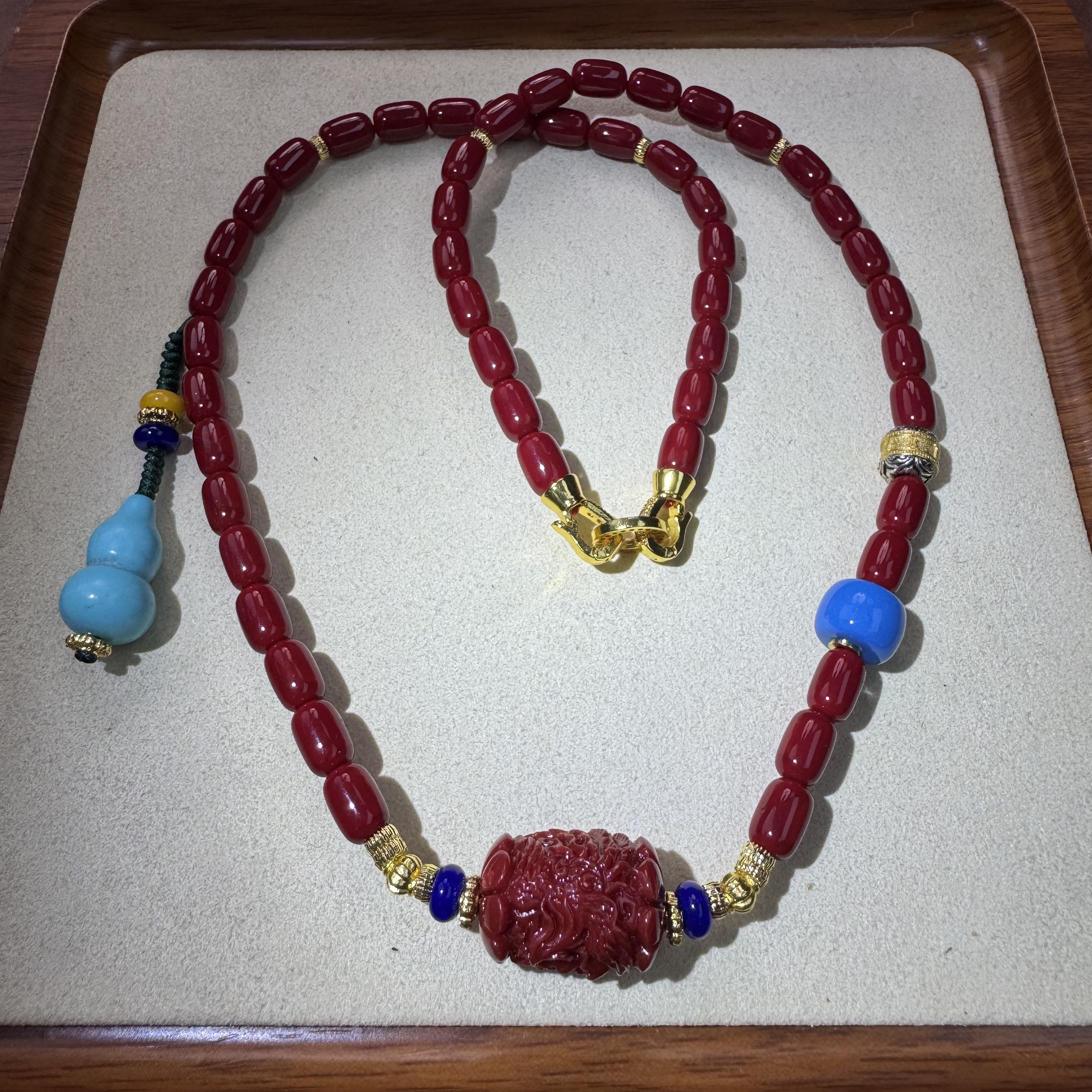 非金属珐琅项链 红色 桶珠设计款项链 K197