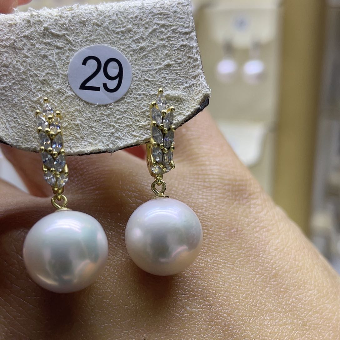 淡水珍珠耳饰银S925镶嵌
